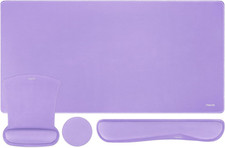 Large Purple Keyboard Mouse Pad Set with Wrist Rests Memory Foam Coaster