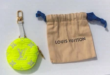 RARE Louis Vuitton Monogram Tennis Ball Round Coin Purse Bag Charm Key Holder