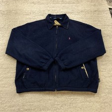 VTG Polo Ralph Lauren Fleece Bomber Jacket Large Blue Pony Polartec Zip RLPC 90s