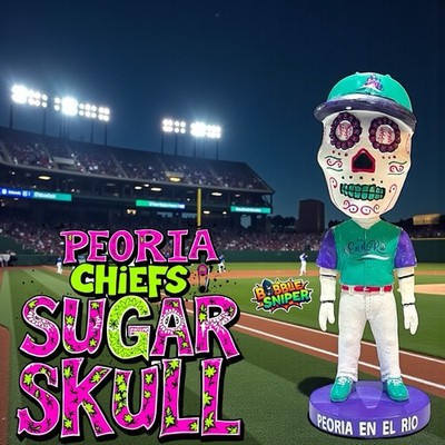 Peoria Chiefs En El Rio ''Sugar Skull'' Dia De Los Muertos Bobblehead