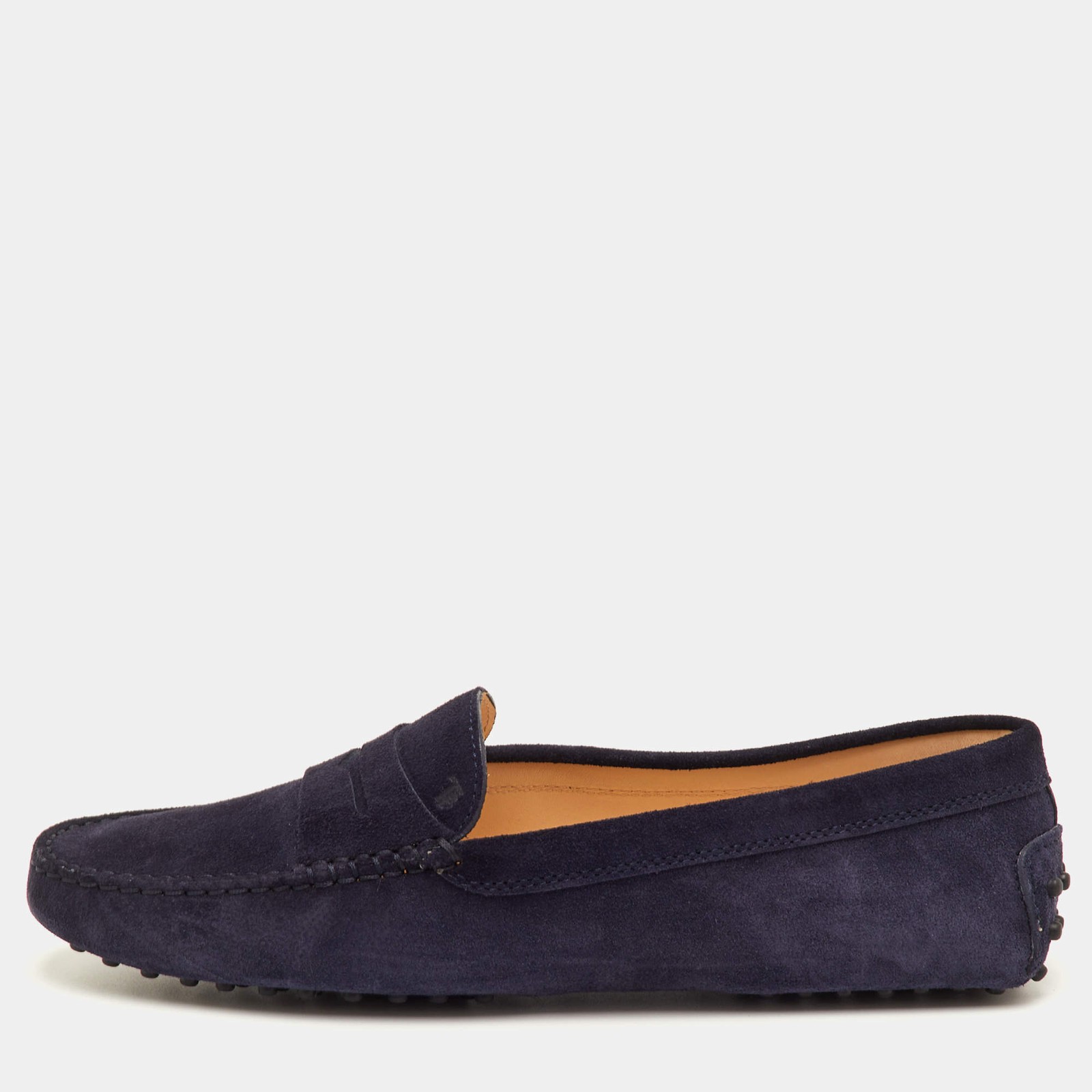 Tods Gommino Size 42 Navy Blue Nubuck Leather Driver Loafers