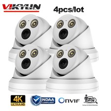 4pcs Vikylin 4K 8MP POE IP Camera Outdoor Full Color Microphone Anti Theft Onvif