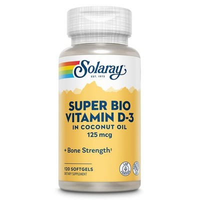 1/28 SOLARAY Super Bio Vitamin D3 in Coconut Oil - D3 Vitamin 5000 IU - Bone Hea