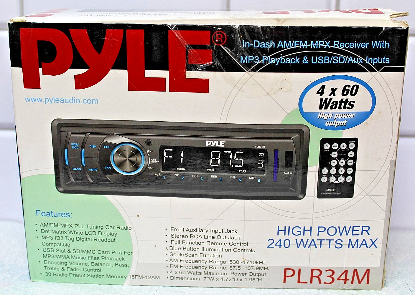 Pyle PLR34M Car Stereo Receiver MP3 USB SD AUX Remote Power 