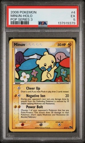 2006 POKEMON POP SER 3 #4 MINUN-HOLO PSA 5