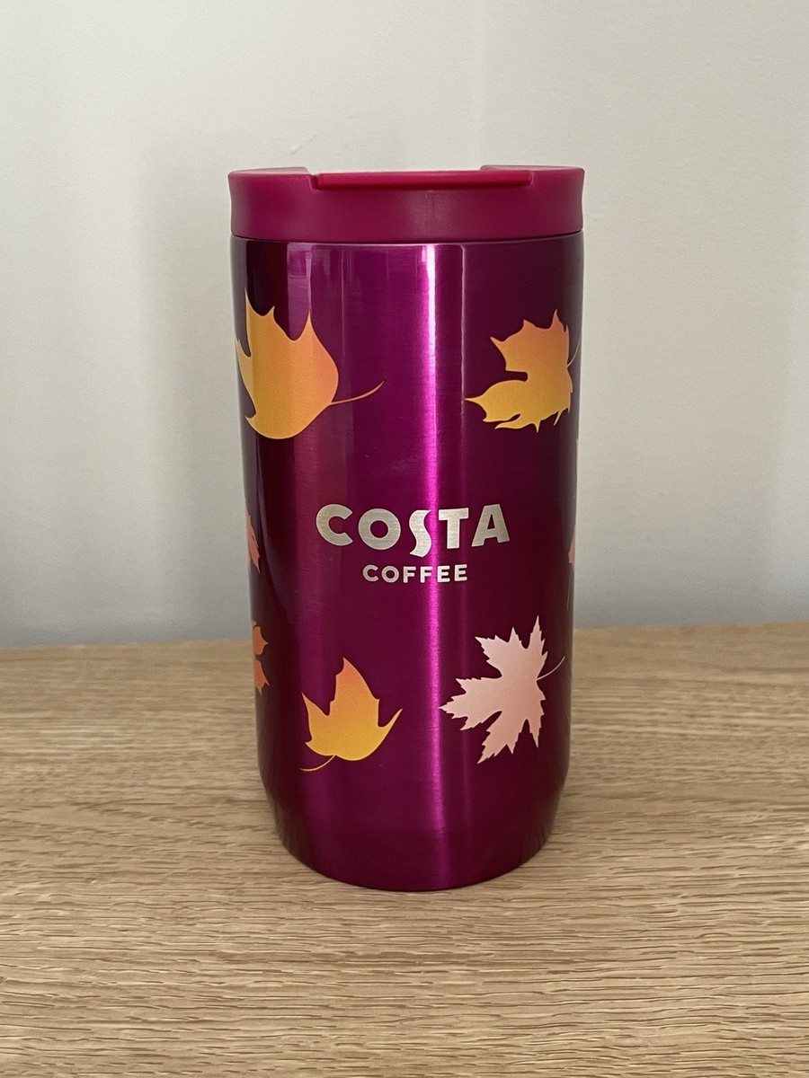 Costa Coffee Pink Travel Mug Cup 340ml 12oz Maple Hazel Autumn