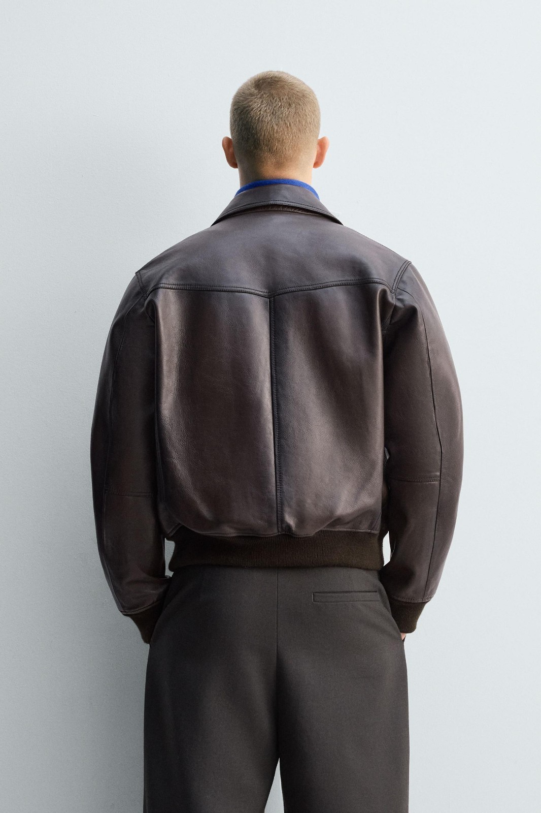Zara Men's Limited Edition Brown Leather Jacket, M, Relaxed Fit image 8