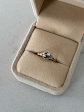9ct Gold & Platinum Diamond Vintage Toi Et moi Ring - Size M