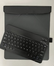 portable compact wireless keyboard w/ black leather magnetic case/stand