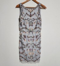 Adrianna Papell Floral Sequin Beaded Mini Cocktail Dress Serenity Size 2