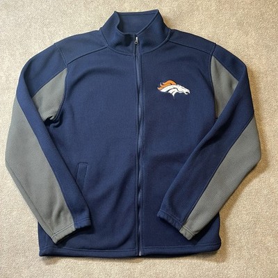 G3 NFL Denver Broncos Men's L Full-Zip Fleece-Lined Knit Jacket Blue/Gray