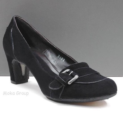 Ladies Roberto Del Carlo Zena Buckle Pumps 38 / 7.5 Black Suede Shoes New in Box
