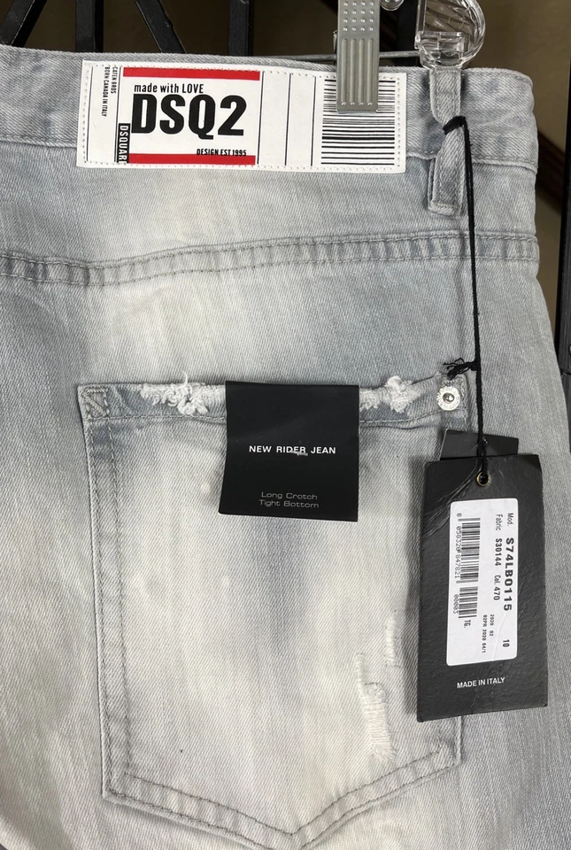 DSQUARED2 Gray New Rider Jean Long Crotch Tight Bottom Mens Size 54 Italy US 36 - Image 2 of 4