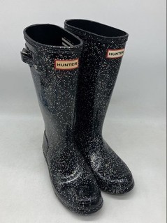 Hunter Unisex Kids Original Giant Black Rubber Glitter Rain Boots Size B5 G6