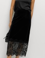 Marks & Spencer Womens Midi Pencil Lace Skirt in Black - M&S