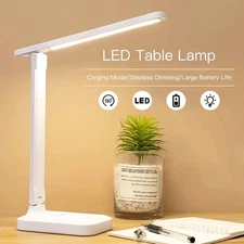 Dimmable LED Desk Light Touch Sensor Table Bedside Reading Lamp USB Rechargeable
