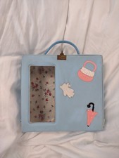 Vintage 1960's 1970's Pink Blue Doll Travel Trunk Doll Case  Has Some Wear 