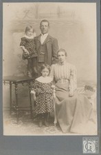 Cabinet Card Antique Photo Family Woman Man Little Girls Matching Dresses Vaxjo