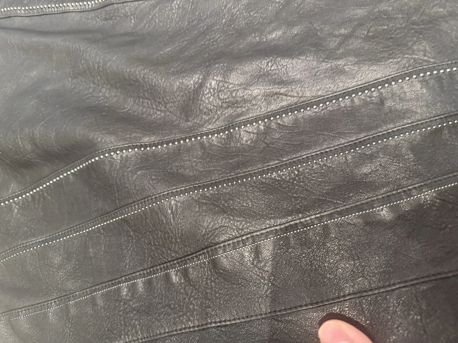 John Varvatos Men's Leather Jacket Size 50 Beaded Black - product detail image 9