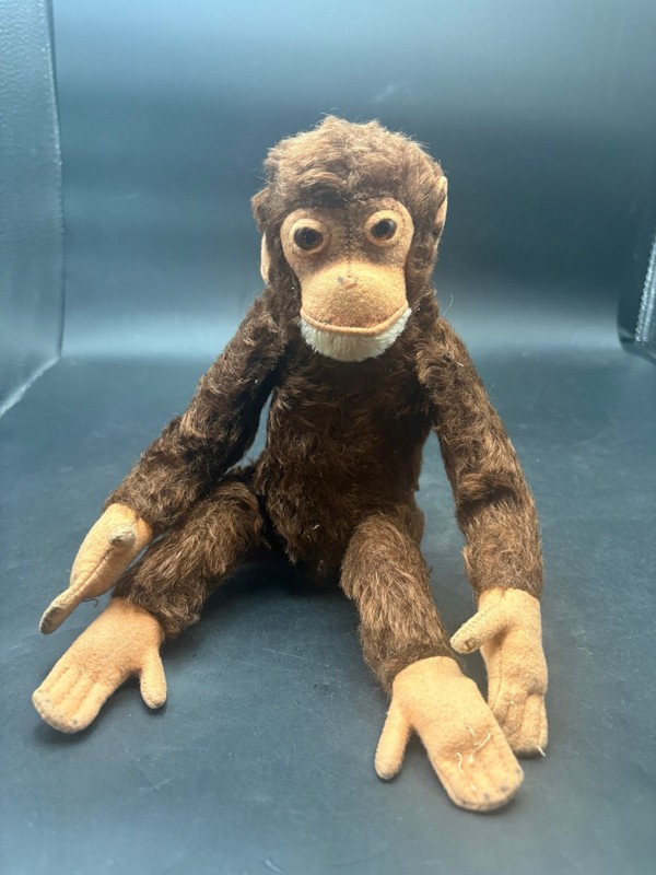 Vintage Steiff Jocko Mohair Monkey Jointed Limbs Glass Pocket Eyes
