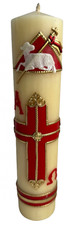 Easter Lent Paschal Candle Cirio Pascual Repujado 11" x 2.5" Alpha Omega