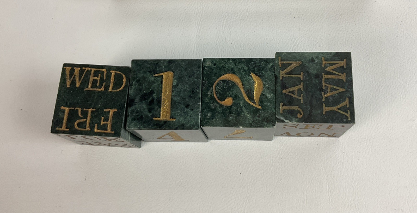 Vintage marble block calendar date month Day