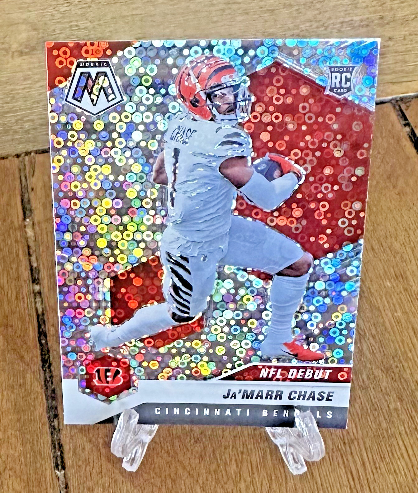 2021 Mosaic Ja'Marr Chase RC NFL Debut No Huddle Disco Prizm