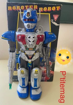 Ancien Grand Robot 318 Zardak Retro Bleu Laser Vert 90’ - Photo 1/4