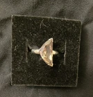 Vintage Sterling Silver Faceted Citrine Half Crescent Moon Ring