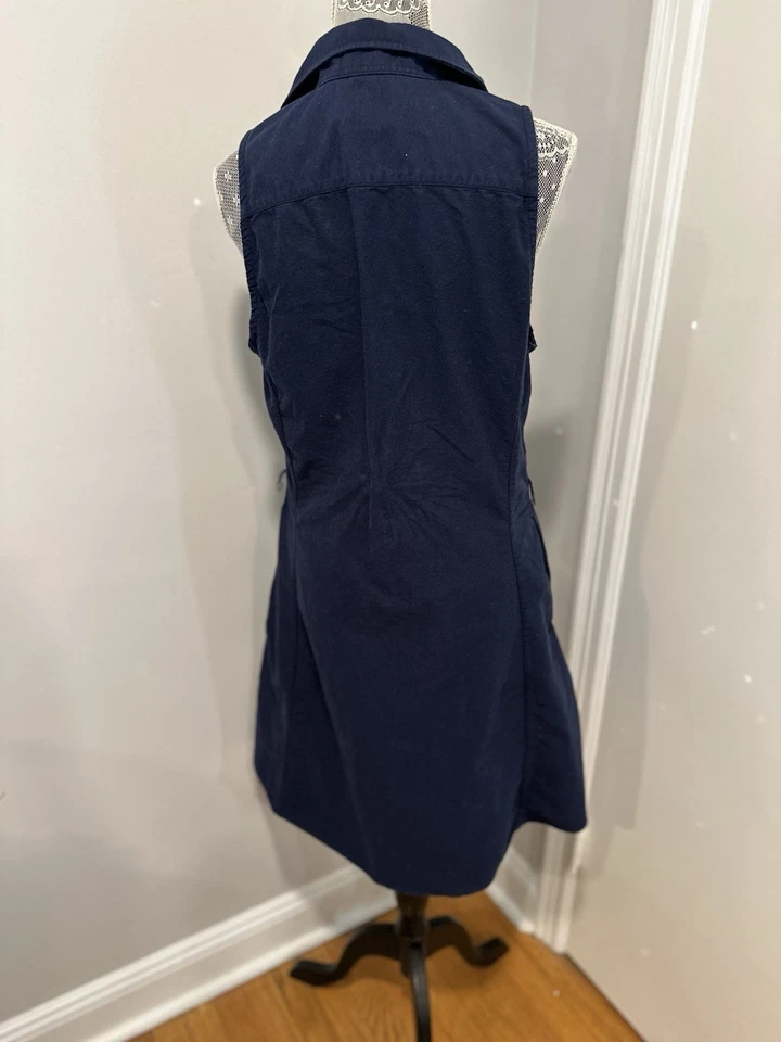 Polo Ralph Lauren Women’s Sz: 14 Navy Sleeveless Shirt Dress w/pockets - Image 2 of 4
