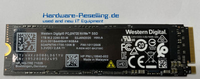 HP WD 1TB SSD SN720 M.2 2280 PCIe 3 x4 NVMe 1.3 SDAPNTW-1T00-1006 L18840-002