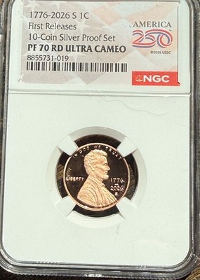 1776 2026 S Proof Lincoln Cent NGC PF 70 RD UC  1c 250th Penny Shield Dual Date