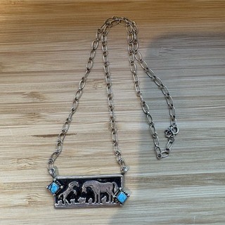 Signed RB Navajo Sterling Silver & Turquoise 3D Equestrian Necklace