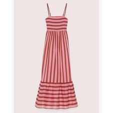 Kate Spade Maxi Dress Women’s Medium Calais Stripe Smocked Pink Red $348
