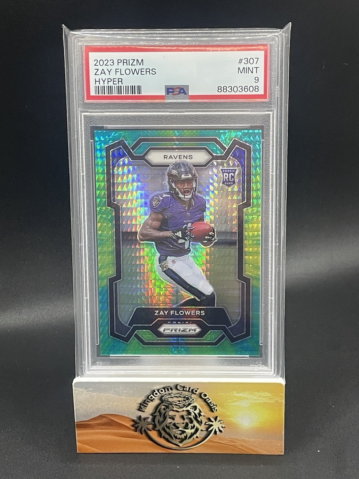 💥ZAY FLOWERS 2023 Panini Prizm #307 Green Hyper Prizm (RC) #d /175 PSA 9💥