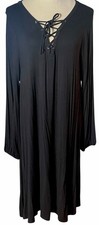 Old Navy Black Asymmetrical Boho L/S midi dress Sz XL Tie Lacing Whimsigoth EUC