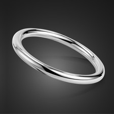 Women's 925 Sterling Silver 7mm High Polished Round Circle Bangle Bracelets