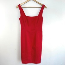 Tahari Sheath Dress Orange Red Square Neck Sleeveless Classic Career Office 4