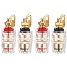 Facmogu 2 Pairs Mini Gold Plated Insulated 5-Way Binding Small-Short, Black 