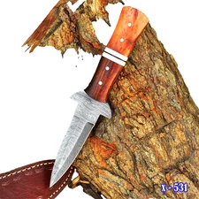 Custom Fix Blade Double edge Dagger Damascus knife Boot Hunting Tactical Sport