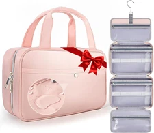 Travel Hanging Toiletry Bag for Women - Waterproof Cosmetic Organizer with Clear