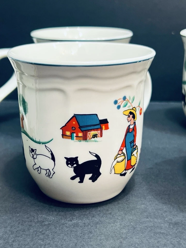 Juego De 6 Tazas De Gres Genuino De Colección “Farm Friends” de ONEIDA 3-1/2” EC Foto 4 de 4