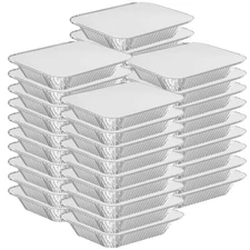 WANBAO 200 PACK 8.3"x6.2" Disposable Tin Foil Pans with Lids 2.25LB Aluminum ...