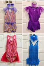 Weissman Dance Costume Size IC  MC Colorful Sequin Feather One Piece Lot Of 4