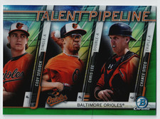 2017 Bowman Talent Pipeline Orioles Sedlock Lee Sisco Green /99 #TP-BAL