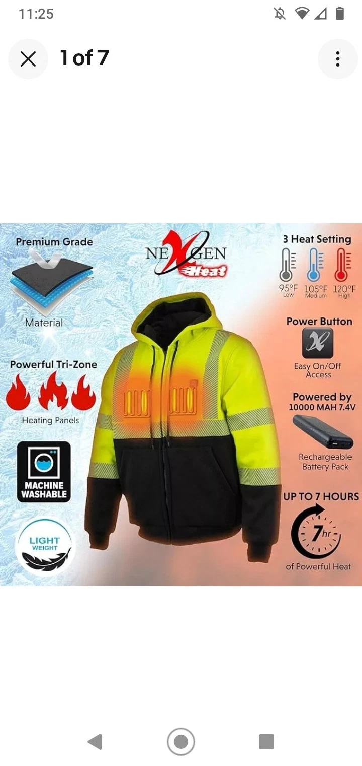 Nexgen Heat 1773 Men's HEATED Neon Green High Visibility Work Hoodie W/ Battery
Opens in a new windo