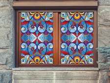 3D Pattern A372 Window Film Print Sticker Cling Stained Glass UV Sinsin