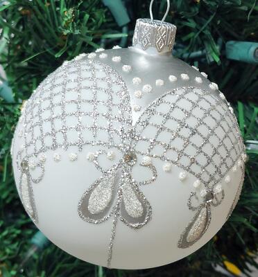 Silver Blown Glass Ornament - Handcrafted - Persian Princess Design