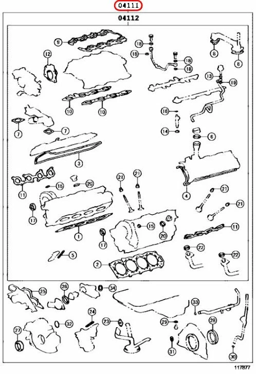 Toyota OEM Engine Head Gasket Kit 04111-50410 for Land Cruiser 2UZFE 4.7L — 第 3/4 张图片