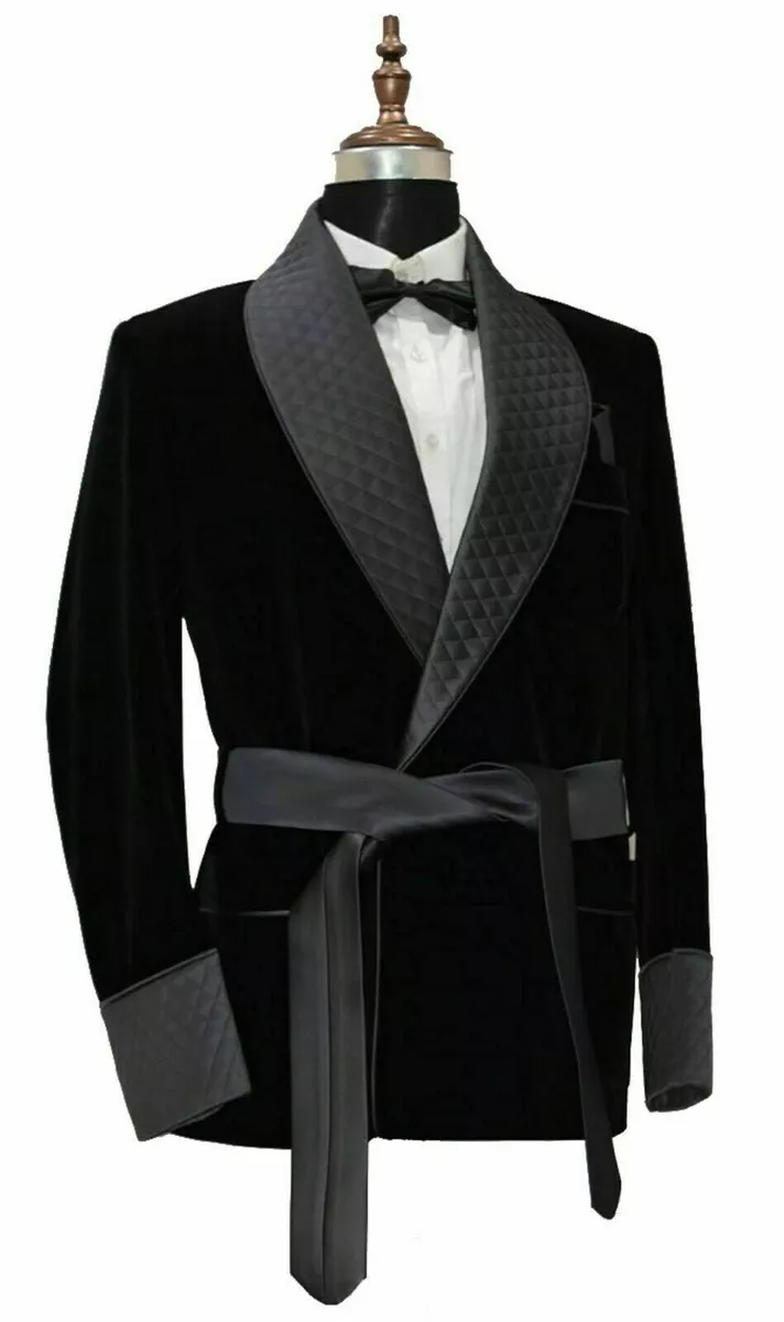 Mens black store smoking jacket